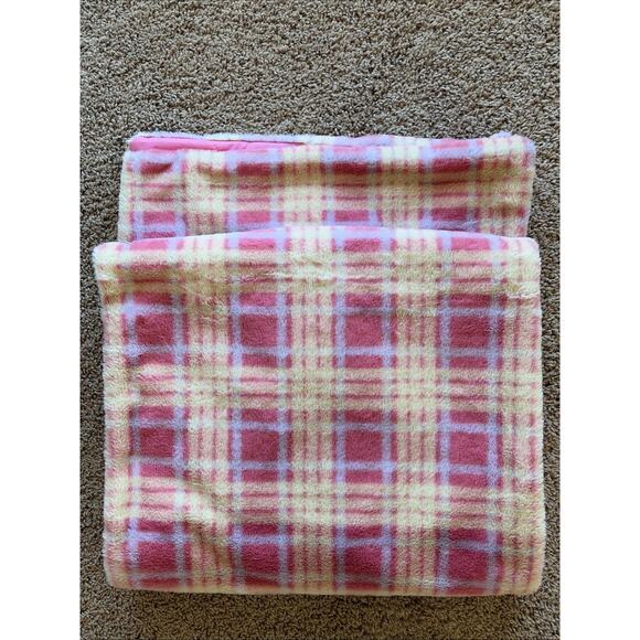Shiraleah Reversible Plaid Faux Fur Pink Quilted Puffer Scarf Stole Pockets - Picture 1 of 6